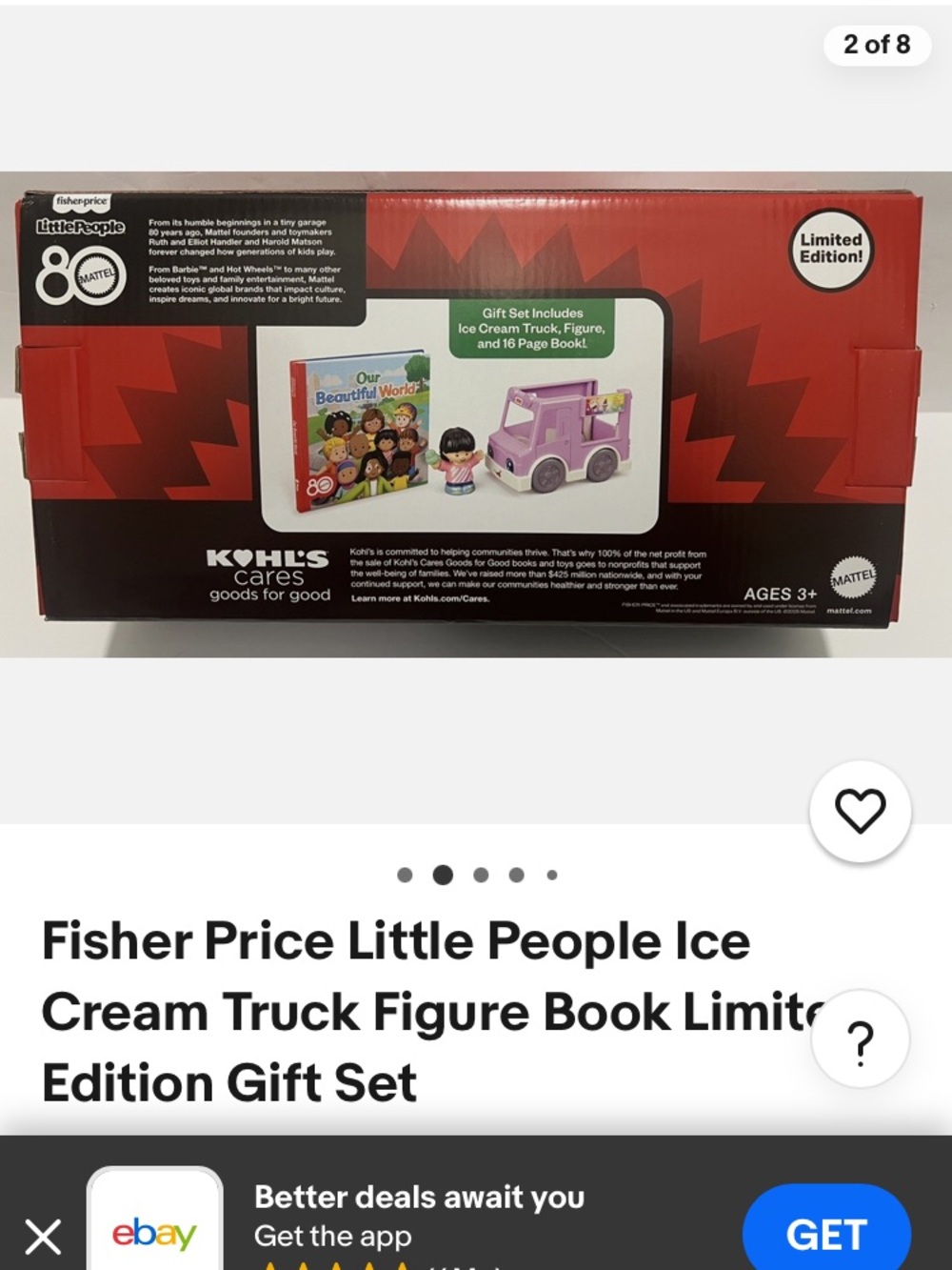 Mattel Fisher-Price Little People pink ice cream truck book and figure - Picture 3 of 7